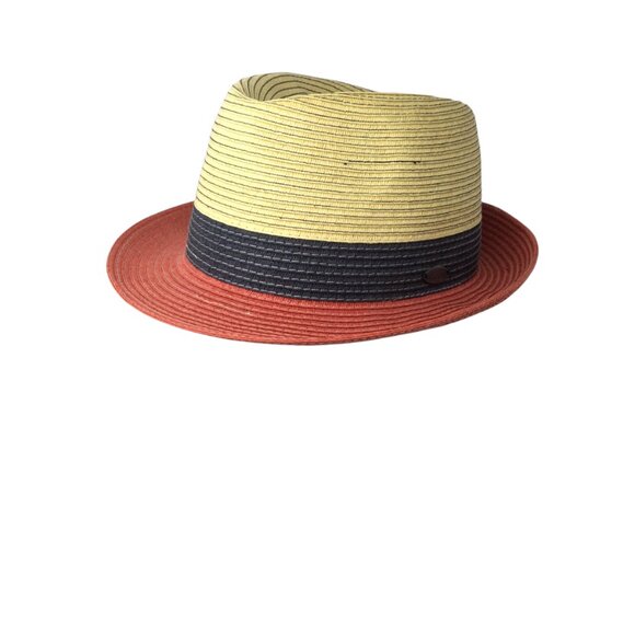 Wallaroo St. Tropez Trilby Tri-Color Sun Hat Uni-Sex Adjustable Paper Braid UPF - Picture 1 of 8